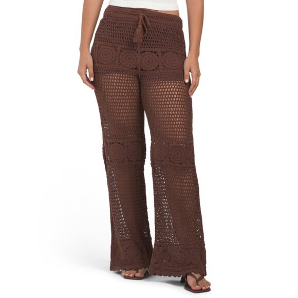 DRA Chocolate Crochet Knit Pants